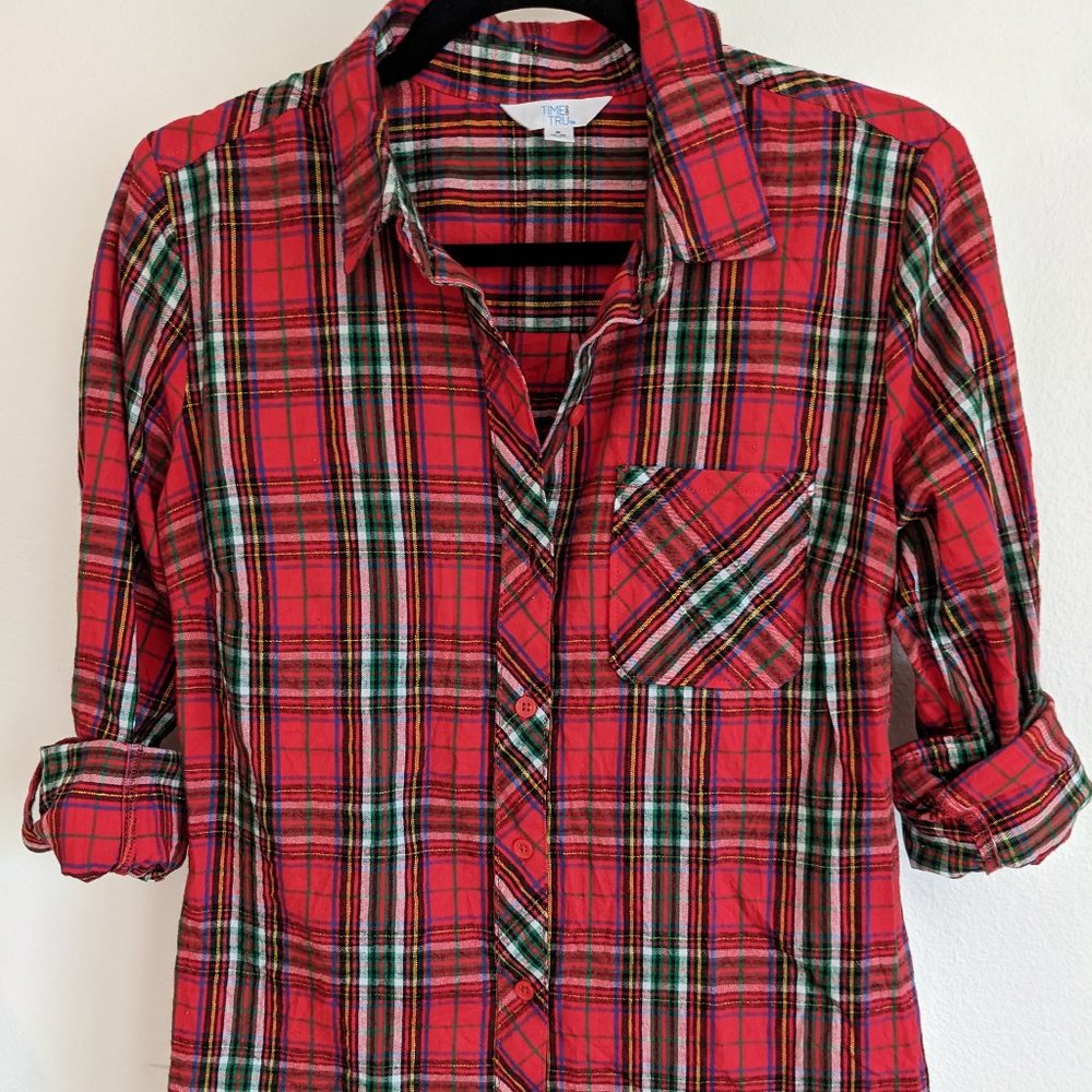 Plaid Flannel Button Front Shirt